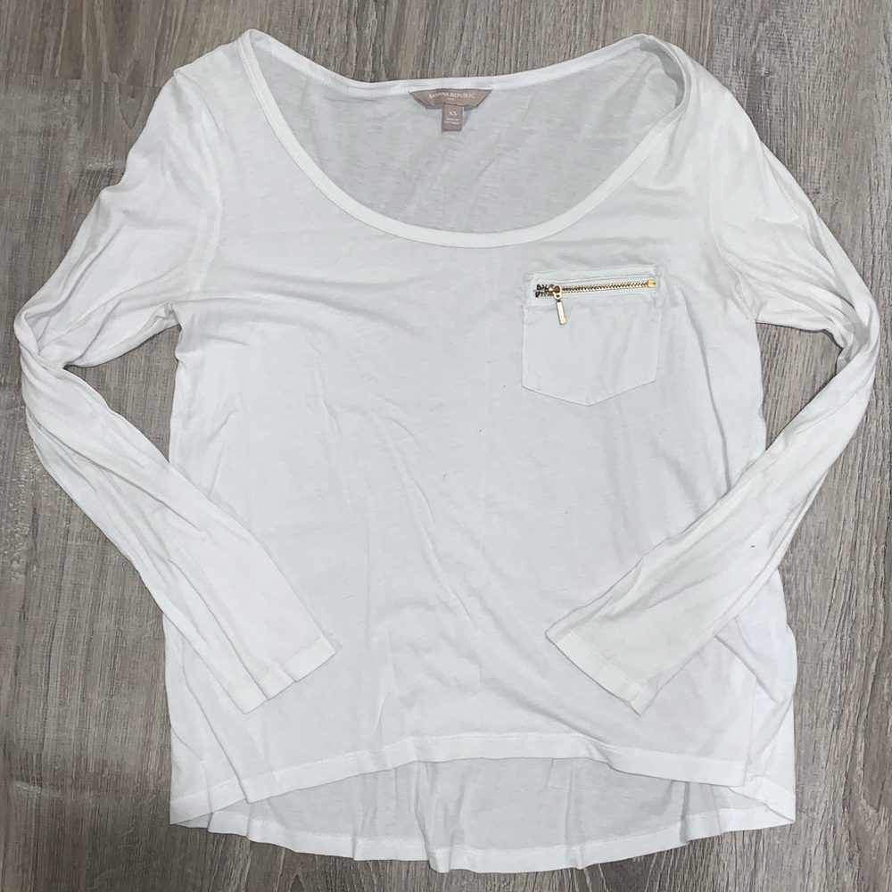White Long Sleeve with Zip-Up Pocket